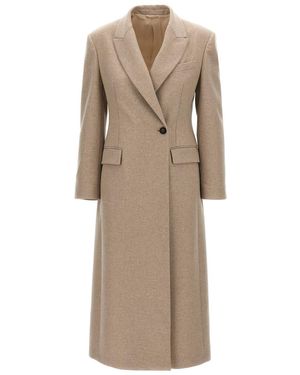 Brunello Cucinelli Single breasted Wool Coat in Natural Lyst UK