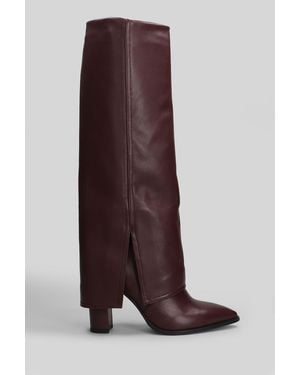 GISÉL MOIRÉ Teddy High Heels Boots - Brown