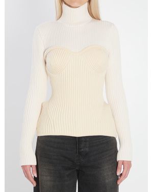 Jean Paul Gaultier Ribbed Knit Pullover - White