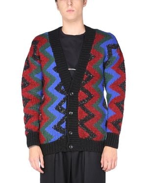 Saint Laurent V-Neck Front Button Cardigan For - Blue