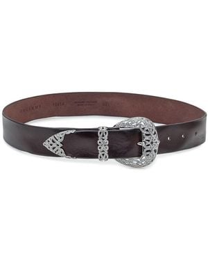 Orciani Leather Belt With Jewel Buckle - White