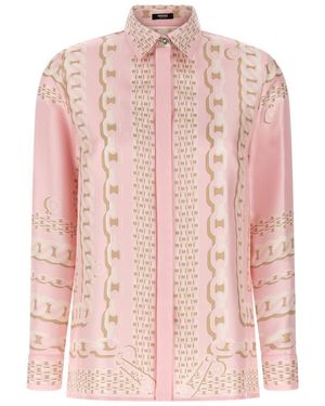Versace Silk Twill Shirt With Scarf Print - Pink