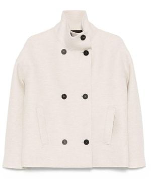 Harris Wharf London Double-Breasted Wool Short Coat - Natural