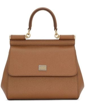 Dolce & Gabbana Sicily Medium Leather Handbag - Brown