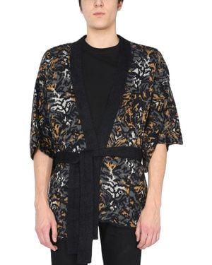 Saint Laurent Jacquard Knit Kimono - Black