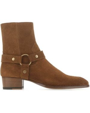 Saint Laurent Wyatt Harness 40 Suede Boot - Brown