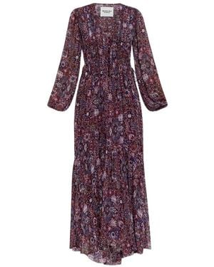 Isabel Marant Briane Long Printed Crepe Dress - Purple