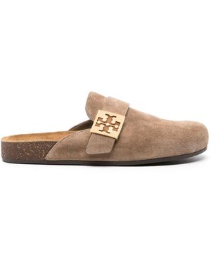 Tory Burch Mellow Suede Leather Slippers - Brown