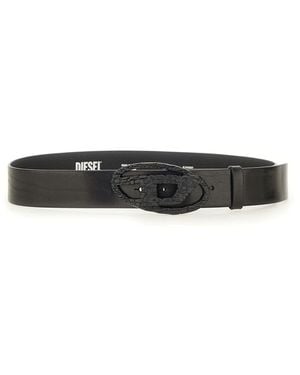 DIESEL Smooth Leather Belt - Black