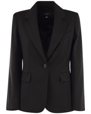 Weekend by Maxmara Lamine - Natural Stretch Wool Blazer - Black