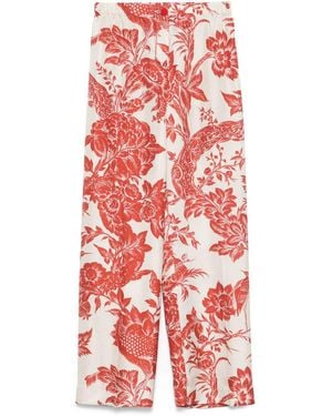 F.R.S For Restless Sleepers Printed Silk Trousers - Red