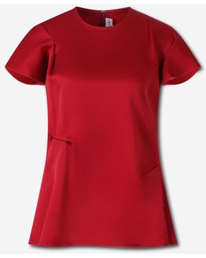 Victoria Beckham Satin Pleats Top - Red