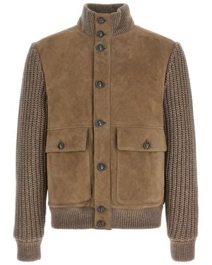 Brunello Cucinelli Shearling Bomber Jacket - Brown