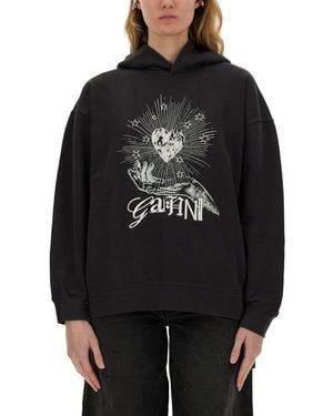 Ganni " Isoli Heart" Hoodie - Black