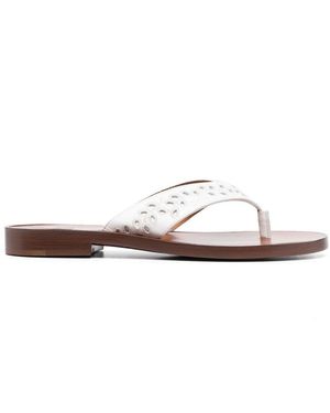 CHLOE X ERES Paz Leather Thong Sandals - White