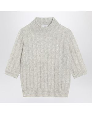 Brunello Cucinelli Light Cable-Knit Sweater - White