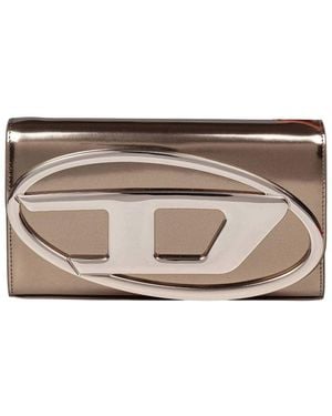 DIESEL '1Dr' Metallic Belt Bag With Logo Plate - Natural