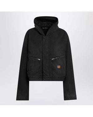 Balenciaga Cropped Jacket With Hood In - Black