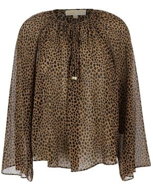 Michael Kors Blouse With All-Over Leopard Print - Brown