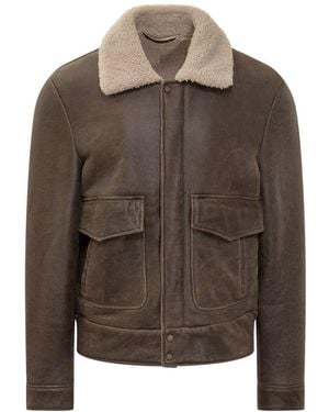 Salvatore Santoro Shearling Jacket With Collar - Brown