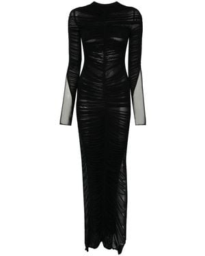 Mugler Ruched Bodice Asymmetric Dress - Black