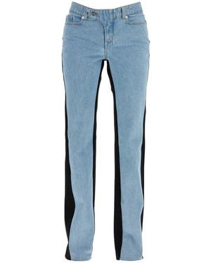 Mugler Bicolour Straight Leg Jeans With Two - Blue