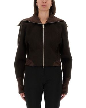 Victoria Beckham Zippered Wool Jacket - Black