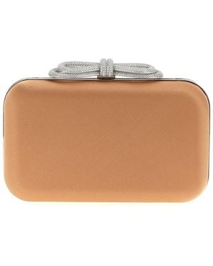 Mach & Mach 'Double Bow Satin' Clutch - Brown