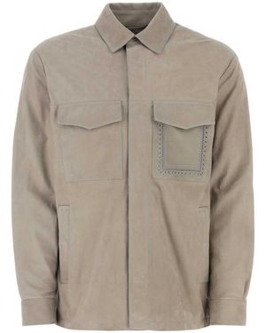 Etro Dove Gray Suede Shirt