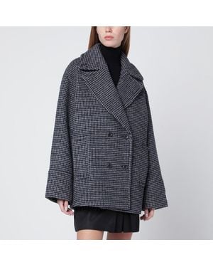 Calvin Klein Doublebreasted Houndstooth Coat - Blue