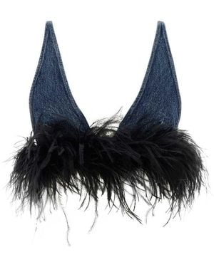 Miu Miu Feather Cotton Top For - Blue