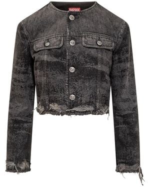DIESEL Denim Jacket With Frayed Hems - Black