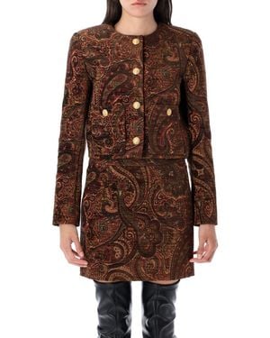 Chloé Cropped Jacket Pasley Tapestry - Brown