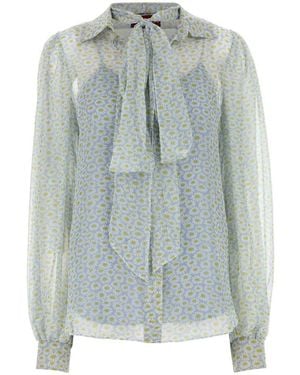 Gucci Floral Print Chiffon Silk Shirt - Gray