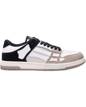 Amiri Skel Top Low Distressed Leather Sneakers - White