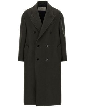 Ami Paris Double-Breasted Coat - Black