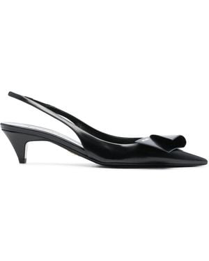 Prada Fold-Detail Leather Slingback Court Shoes Shoes - Black