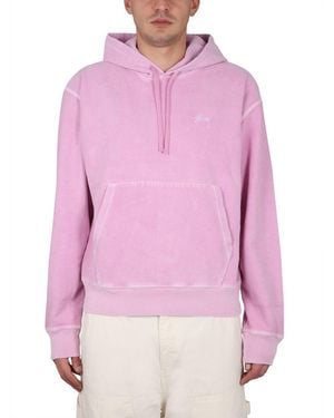 Stussy Sweatshirt With Logo Embroidery - Pink