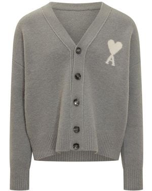 Ami Paris Ami Alexandre Mattiussi Grey Wool Cardigan