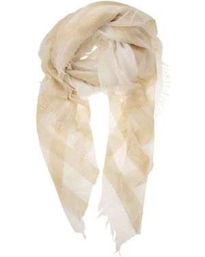 Peserico Modal, Viscose And Lurex Yoke Scarf - White