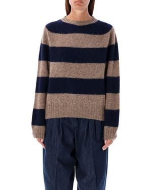 YMC Jets Stripe Crew Knit - Blue