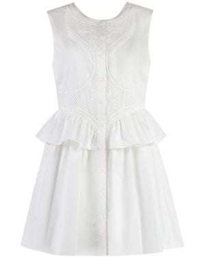 Self-Portrait Cotton Mini-Dress - White