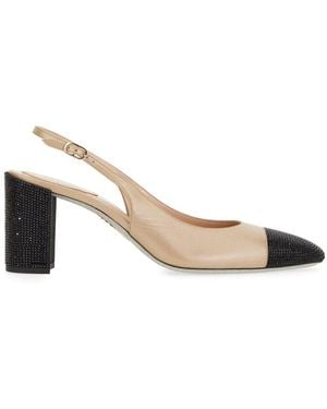 Rene Caovilla Rhinestone-Embellished Slingback Shoes - Natural