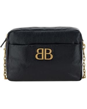 Balenciaga Leather Monogram Shoulder Bag - Black