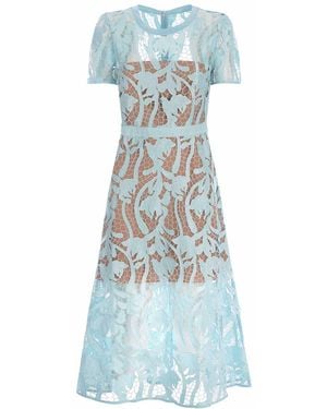 Self-Portrait Lace Midi Dress - Blue