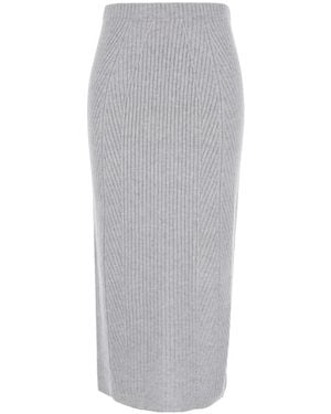 Twinset Midi Skirt With Logo Patch - Grey