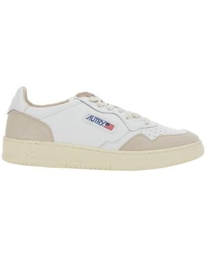 Autry 'Medalist' Low Top Trainers With Suede Details - White