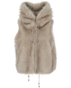 VALENTINI 1972 Sleeveless Jacket With Hood And Drawstring - Natural