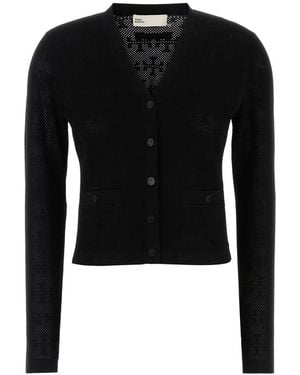 Tory Burch T Monogram Jacquard Cardigan - Black