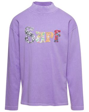 ERL Lilac Crewneck Pullover With Embroidered Motif - Purple